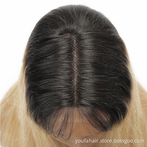 12A Brazilian Virgin Human Hair Colored Ombre 1B 27 Blonde 4x4 HD Lace Front Wig Pre Plucked Remy Transparent Lace Closure Wigs